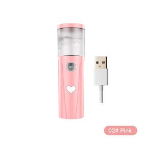 Portable And Portable Small Rechargeable Face Steaming And Moisturizing Instrument (Option: Pink-USB)