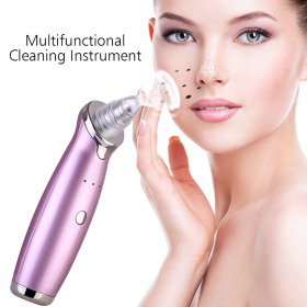 Electric Blackhead Remover Pore Vacuum Suction Diamond Dermabrasion Face Cleaner (Color: Purple)